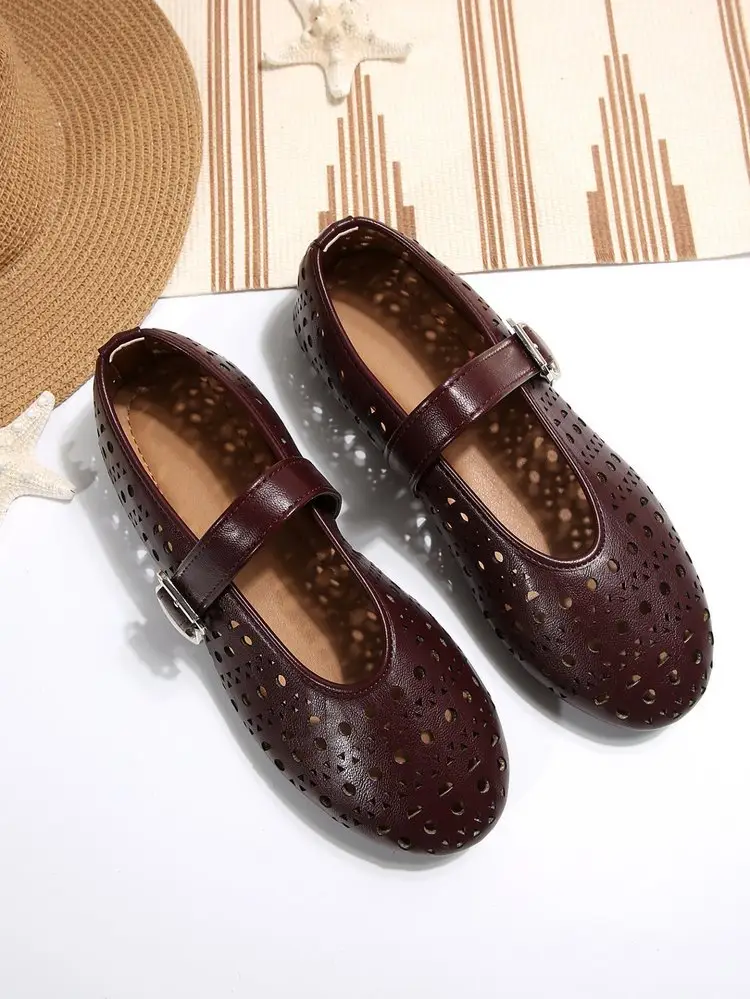 Summer Breathable Women's Shoes New Korean Style Fairy Style Hollow Shoes Women's Flat Slip-On Mary Jane Shoes — feature 16