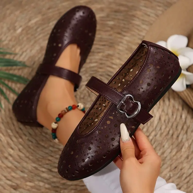 Summer Breathable Women's Shoes New Korean Style Fairy Style Hollow Shoes Women's Flat Slip-On Mary Jane Shoes — feature 17
