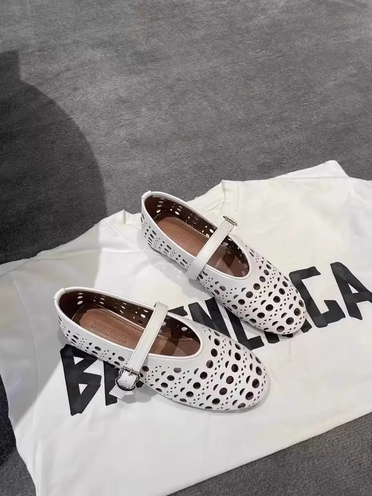 Summer Breathable Women's Shoes New Korean Style Fairy Style Hollow Shoes Women's Flat Slip-On Mary Jane Shoes — feature 8