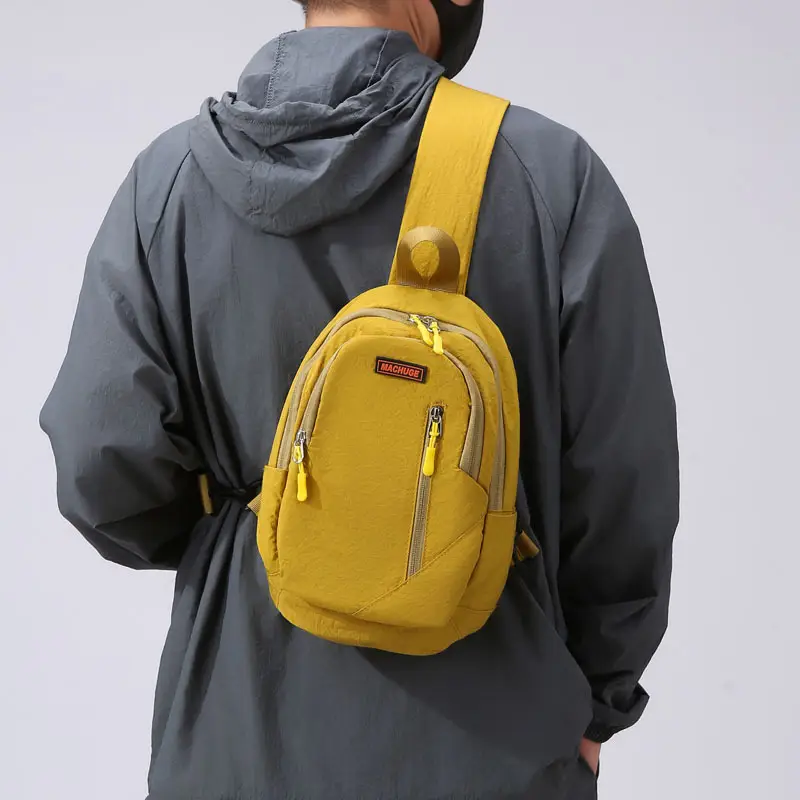Men's Beige Zippered Crossbody Backpack Lightweight Large Capacity - Image 7