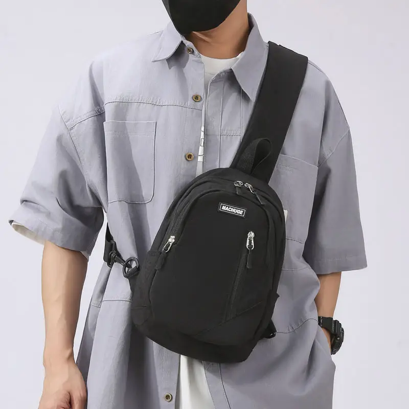Men's Beige Zippered Crossbody Backpack Lightweight Large Capacity - Image 9