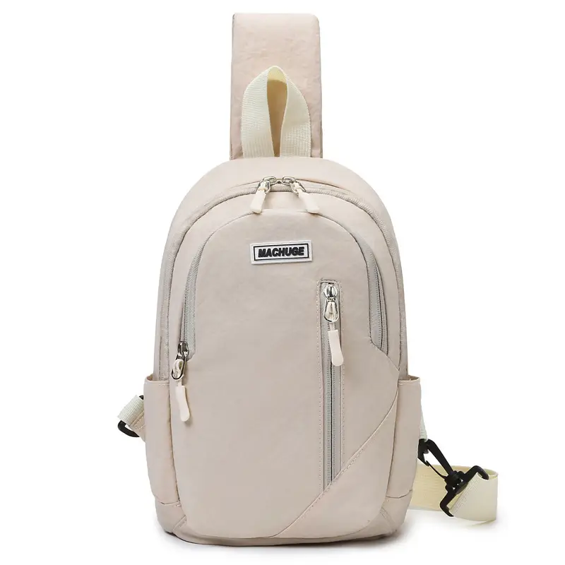 Men's Beige Zippered Crossbody Backpack Lightweight Large Capacity - Image 10