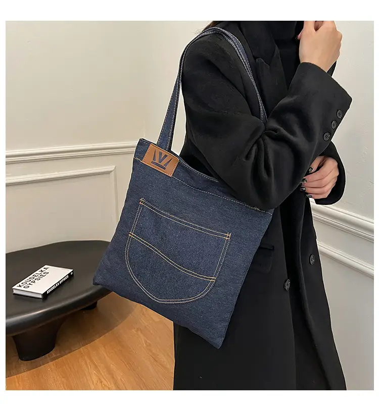 Denim Flap Pocket Shoulder Bag for Women — feature 1