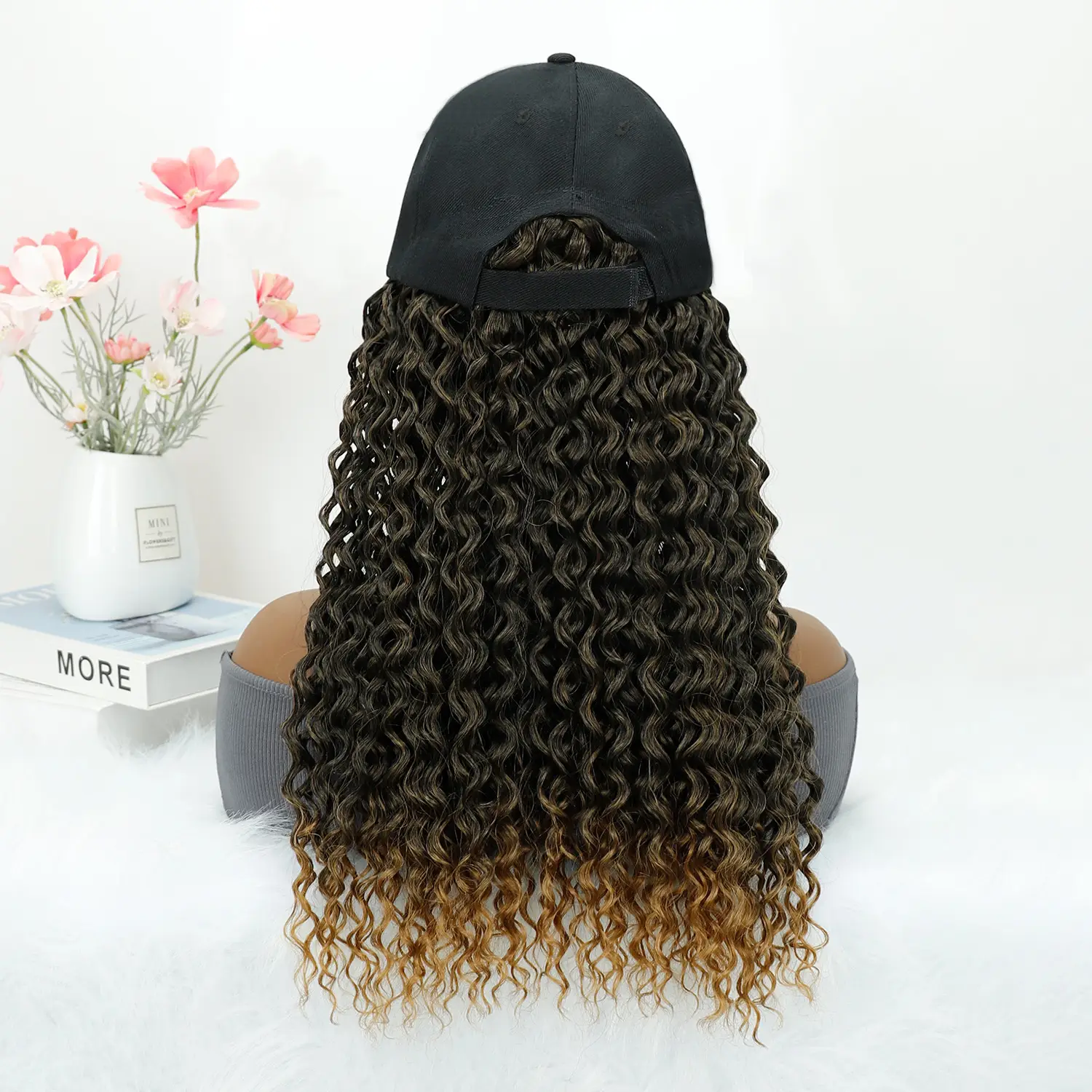 Deep Curly African Wig with Baseball Cap — feature 5