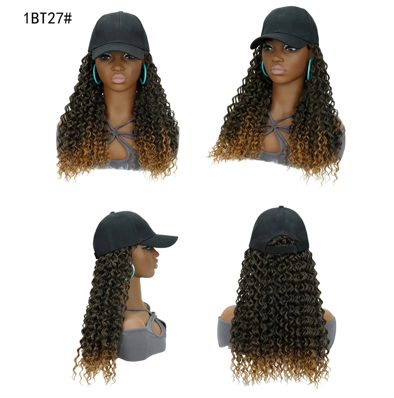 Deep Curly African Wig with Baseball Cap — feature 7