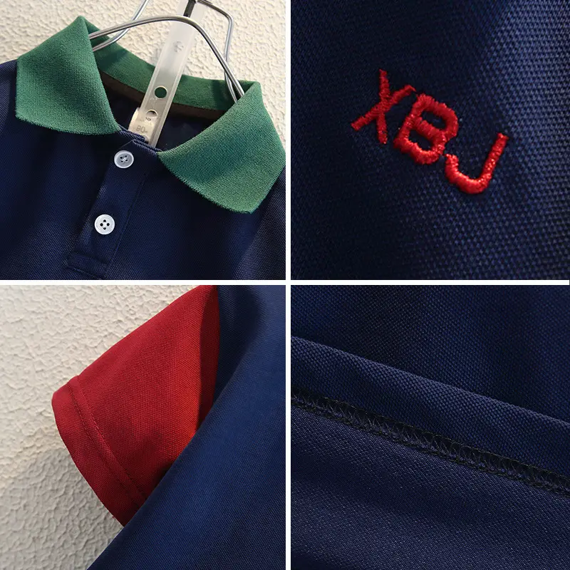 Boys 2025 Polo Shirt Navy Blue Red Logo - Image 3