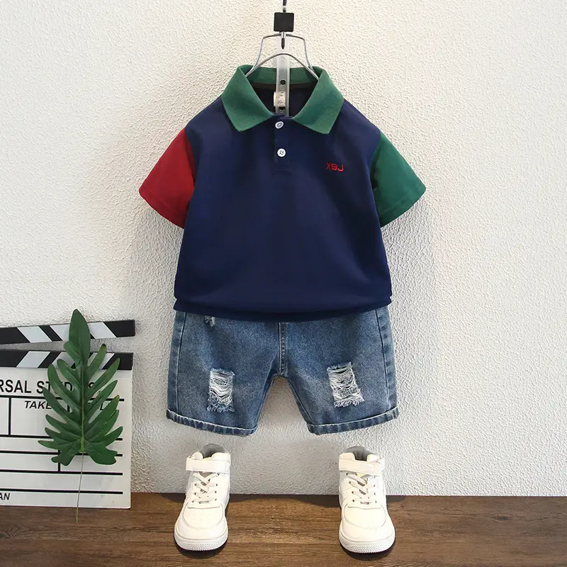 Boys 2025 Polo Shirt Navy Blue Red Logo - Image 4