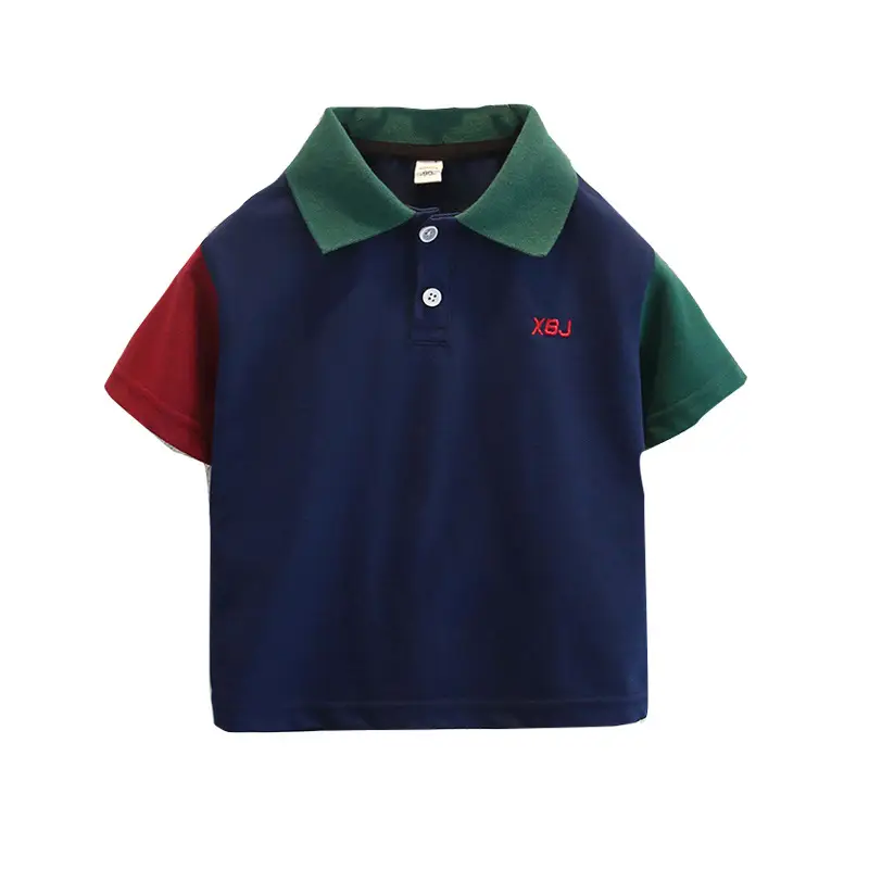 Boys 2025 Polo Shirt Navy Blue Red Logo - Image 5