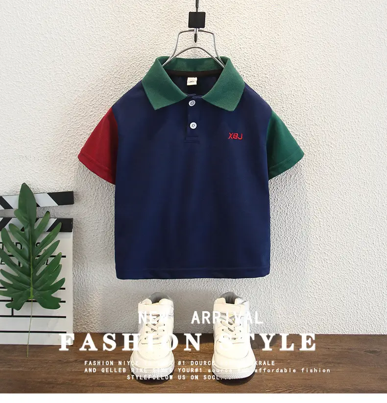 Boys 2025 Polo Shirt Navy Blue Red Logo — feature 1