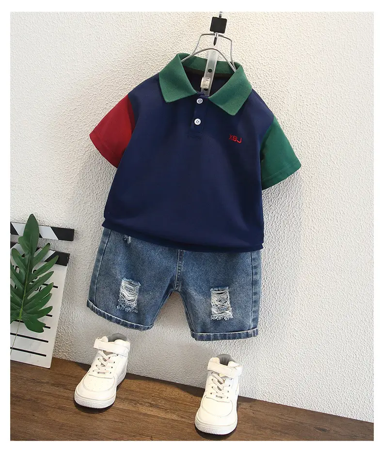 Boys 2025 Polo Shirt Navy Blue Red Logo — feature 5