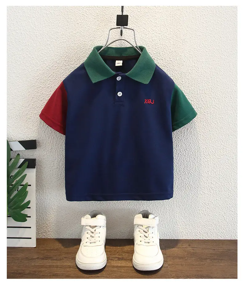 Boys 2025 Polo Shirt Navy Blue Red Logo — feature 7