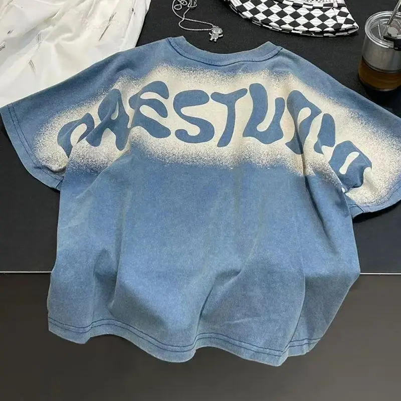 Children Bat Sleeve Tie-Dye T-Shirt Shorts Set Blue White — feature 1