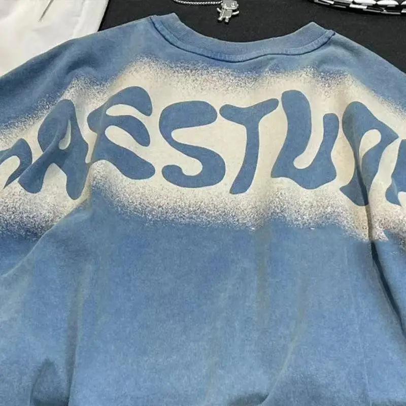 Children Bat Sleeve Tie-Dye T-Shirt Shorts Set Blue White — feature 2