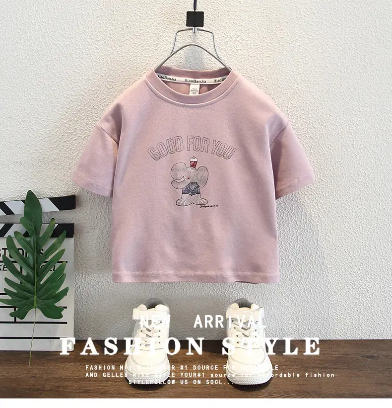 Boys Cartoon Print Short Sleeve T-Shirt Pink 2025 — feature 1