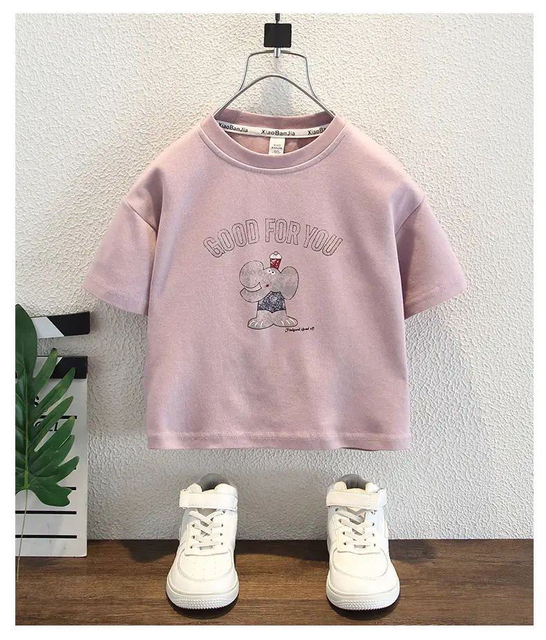 Boys Cartoon Print Short Sleeve T-Shirt Pink 2025 — feature 7