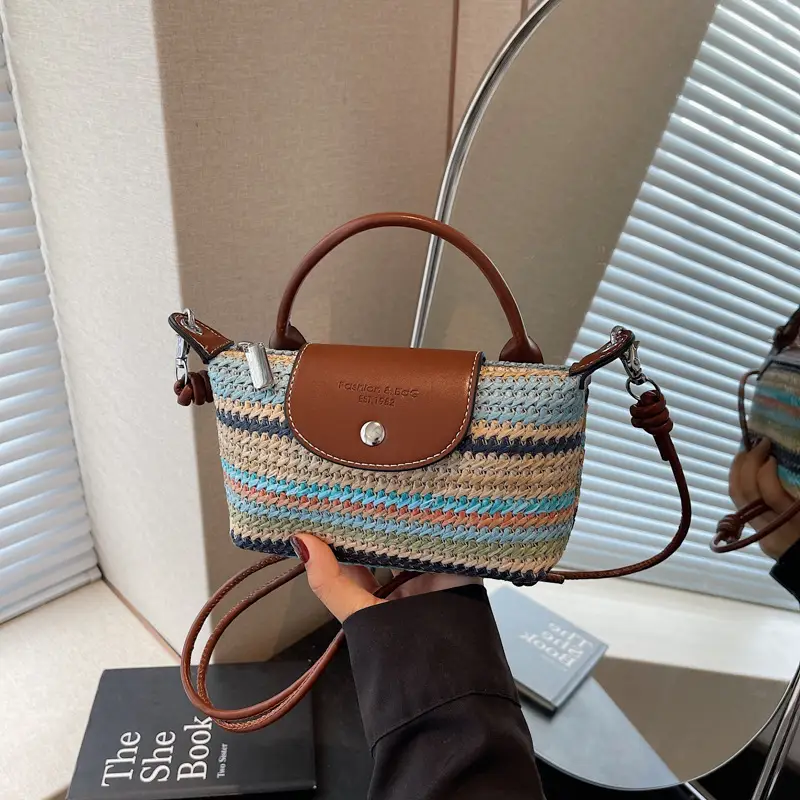 Women's Rainbow Woven Mini Shoulder Crossbody Bag - Image 4