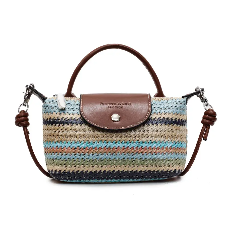 Women's Rainbow Woven Mini Shoulder Crossbody Bag - Image 3