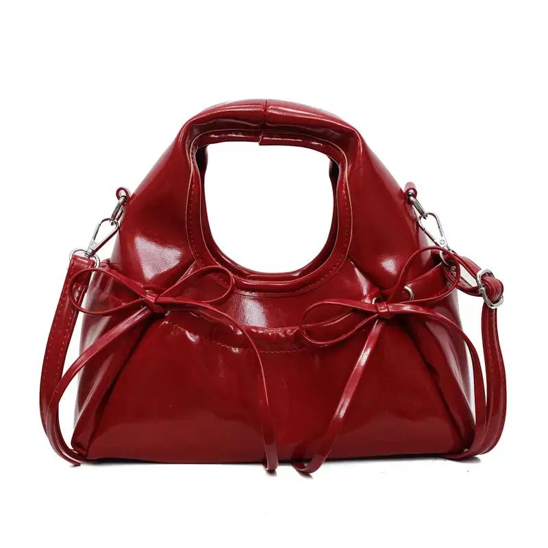 Red Korean Style Satchel Bucket Bag Women 2025 - Image 9