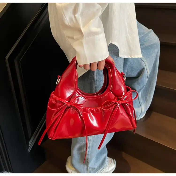 Red Korean Style Satchel Bucket Bag Women 2025 — feature 23