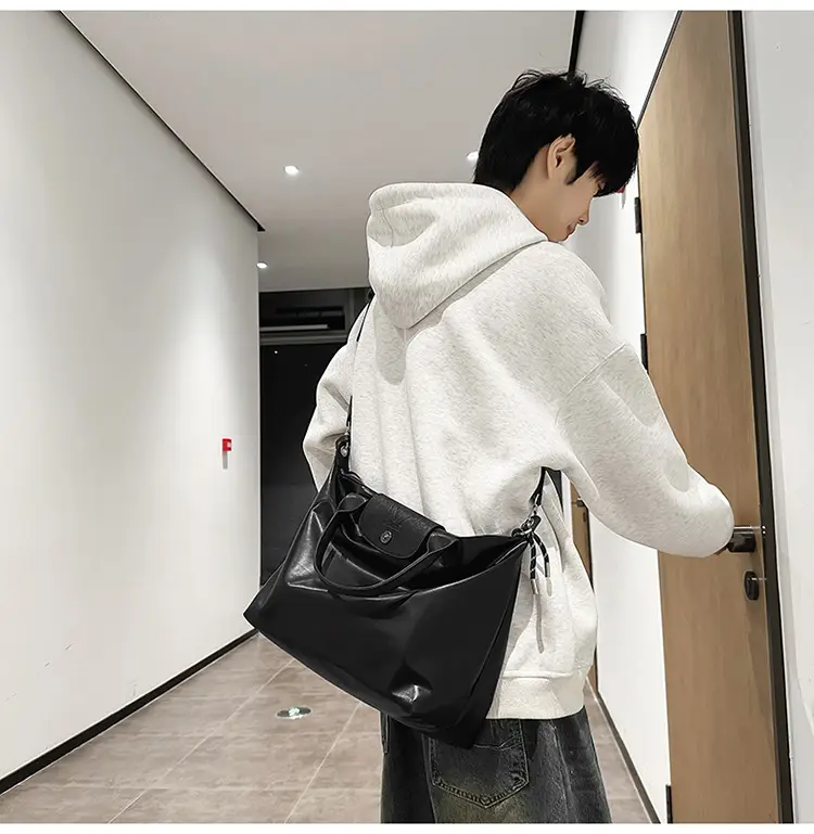 Black PU Leather Shoulder Bag for Men Women — feature 21