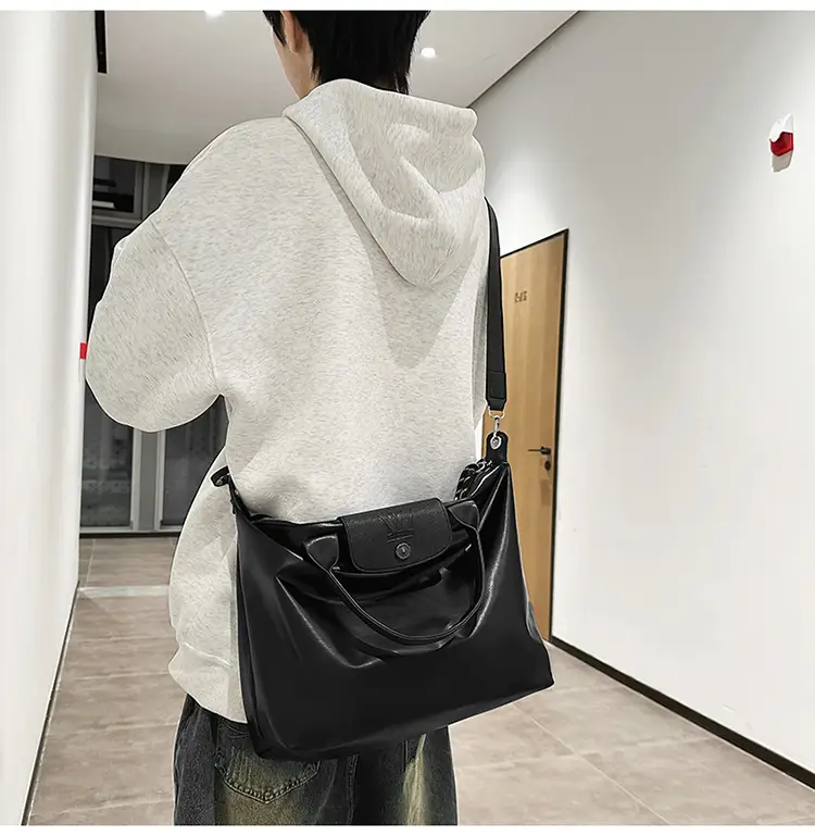 Black PU Leather Shoulder Bag for Men Women — feature 23