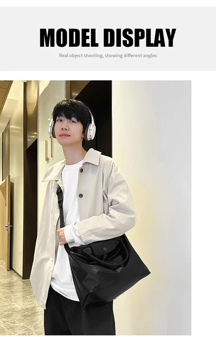 Black PU Leather Shoulder Bag for Men Women — feature 7