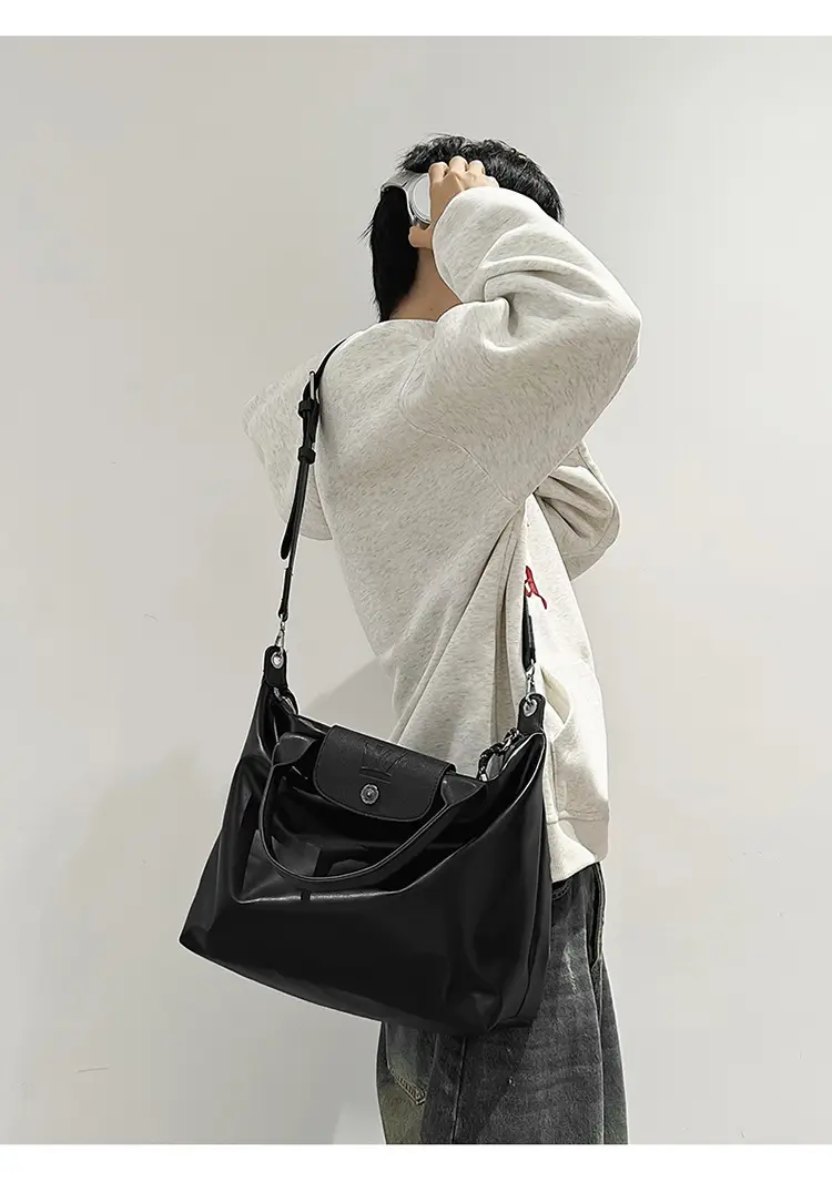 Black PU Leather Shoulder Bag for Men Women — feature 8