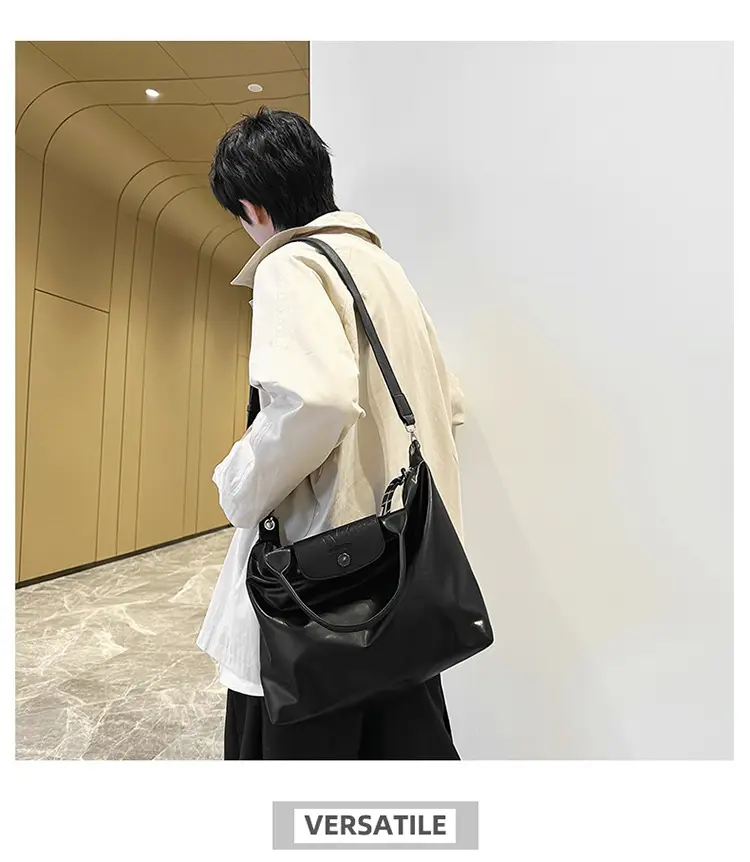 Black PU Leather Shoulder Bag for Men Women — feature 9