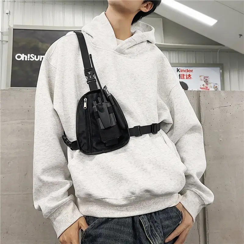 Men's Waterproof Crossbody Chest Bag Black Fashion - Image 5