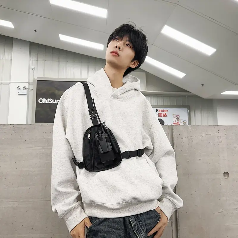 Men's Waterproof Crossbody Chest Bag Black Fashion - Image 7