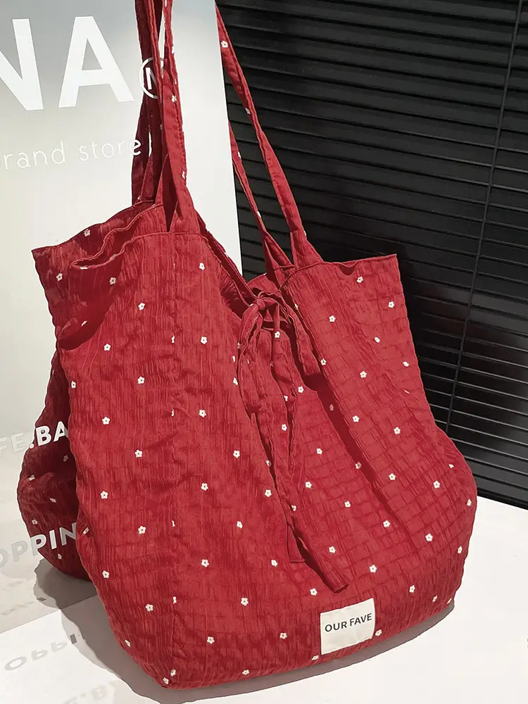 Korean Polka Dot Canvas Shoulder Tote Bag 2025 - Image 5