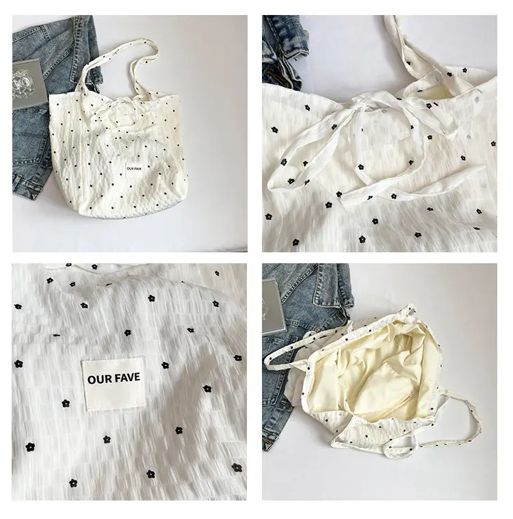 Korean Polka Dot Canvas Shoulder Tote Bag 2025 — feature 11