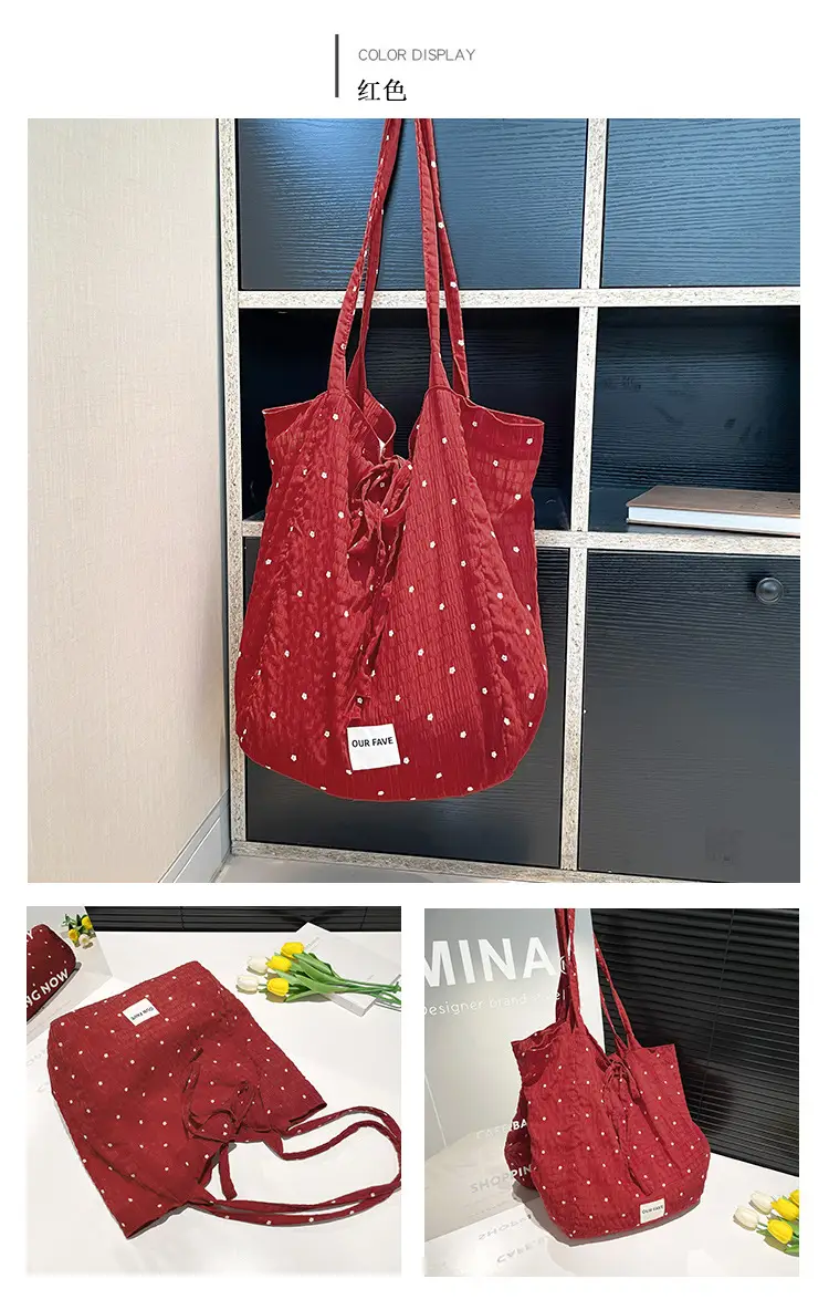 Korean Polka Dot Canvas Shoulder Tote Bag 2025 — feature 13