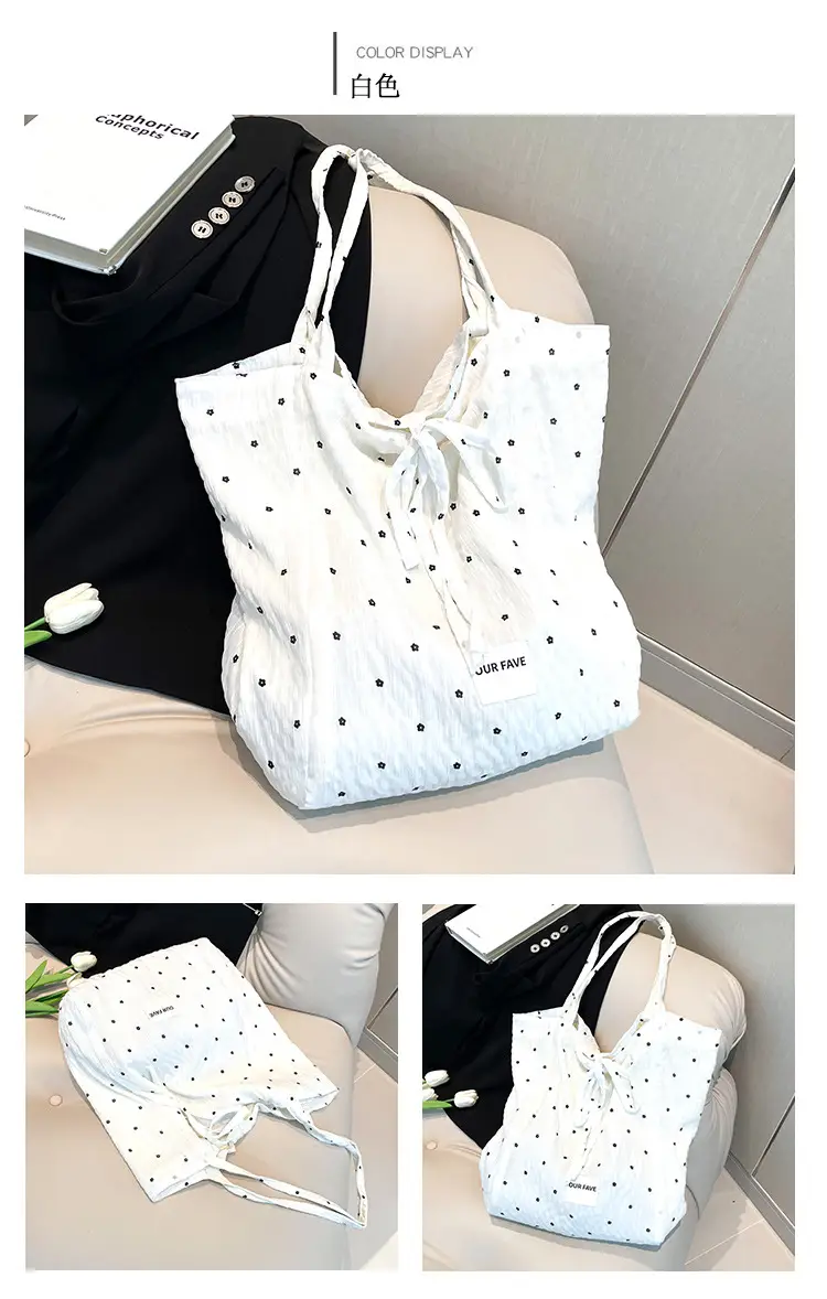 Korean Polka Dot Canvas Shoulder Tote Bag 2025 — feature 14