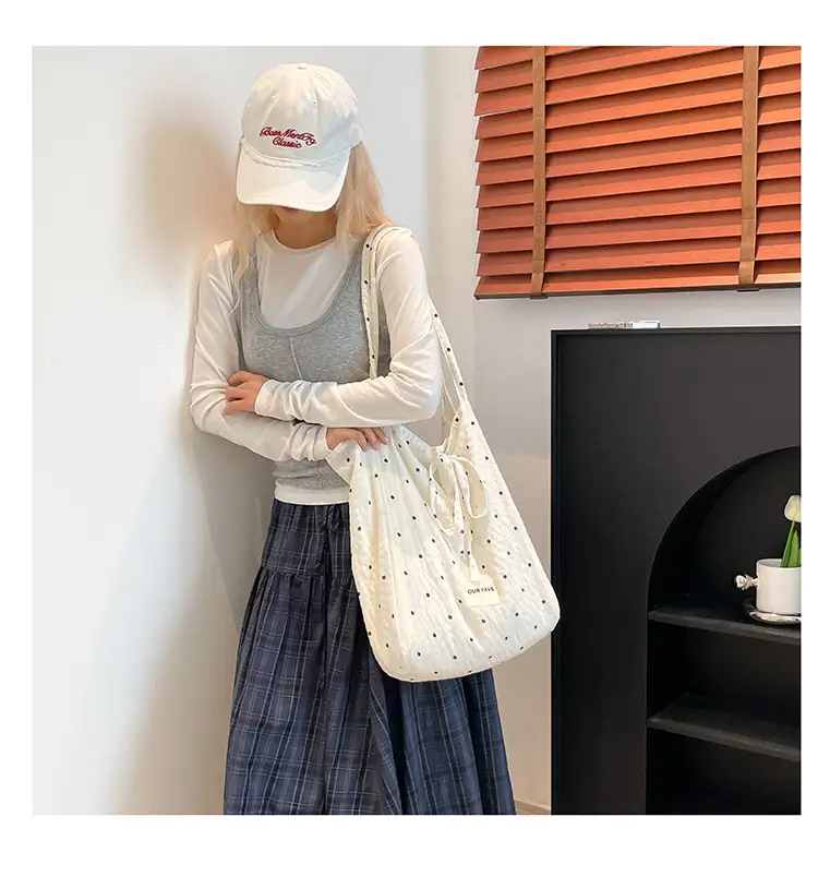 Korean Polka Dot Canvas Shoulder Tote Bag 2025 — feature 16