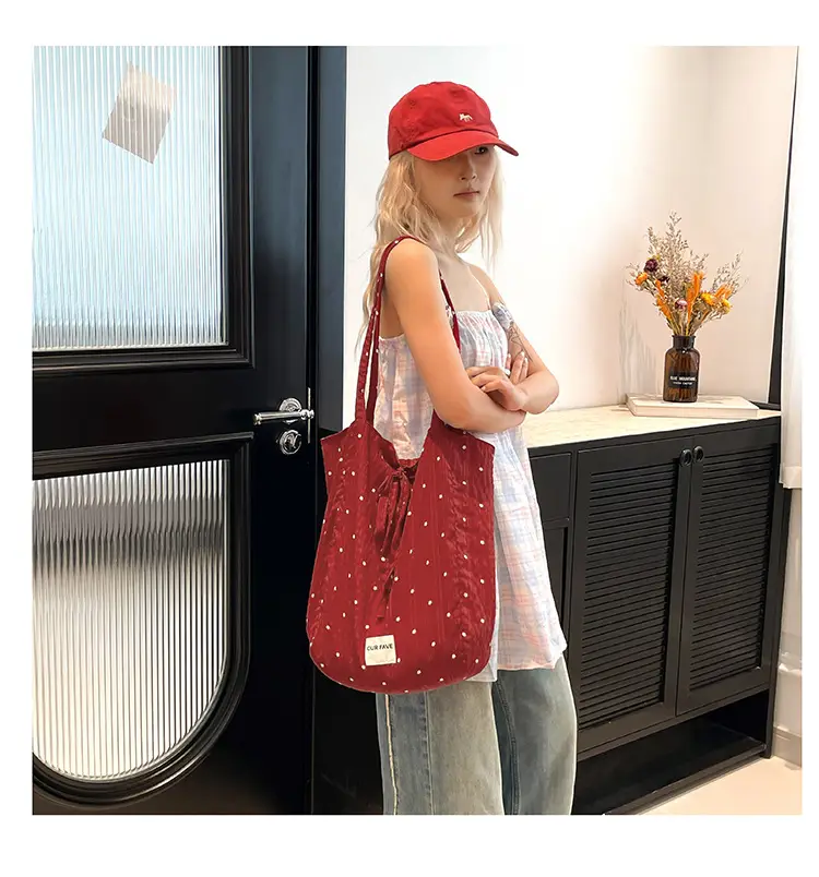 Korean Polka Dot Canvas Shoulder Tote Bag 2025 — feature 18