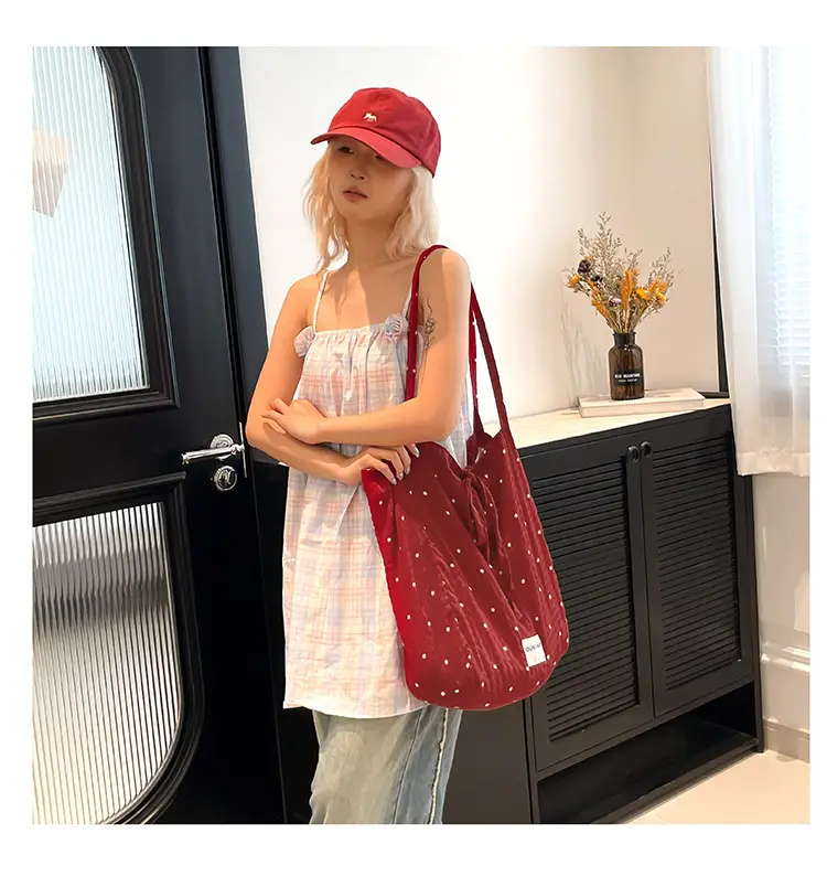 Korean Polka Dot Canvas Shoulder Tote Bag 2025 — feature 19