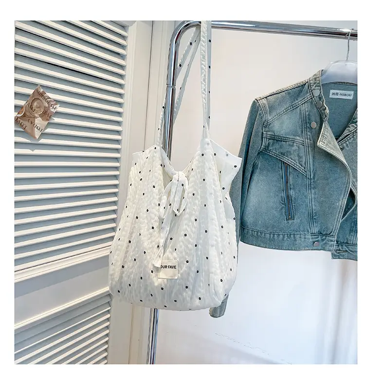 Korean Polka Dot Canvas Shoulder Tote Bag 2025 — feature 22