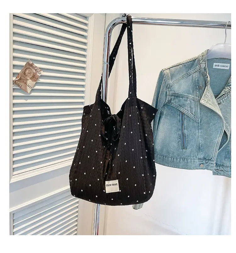 Korean Polka Dot Canvas Shoulder Tote Bag 2025 — feature 24