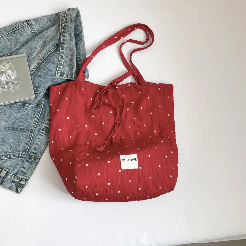 Korean Polka Dot Canvas Shoulder Tote Bag 2025 - Image 2