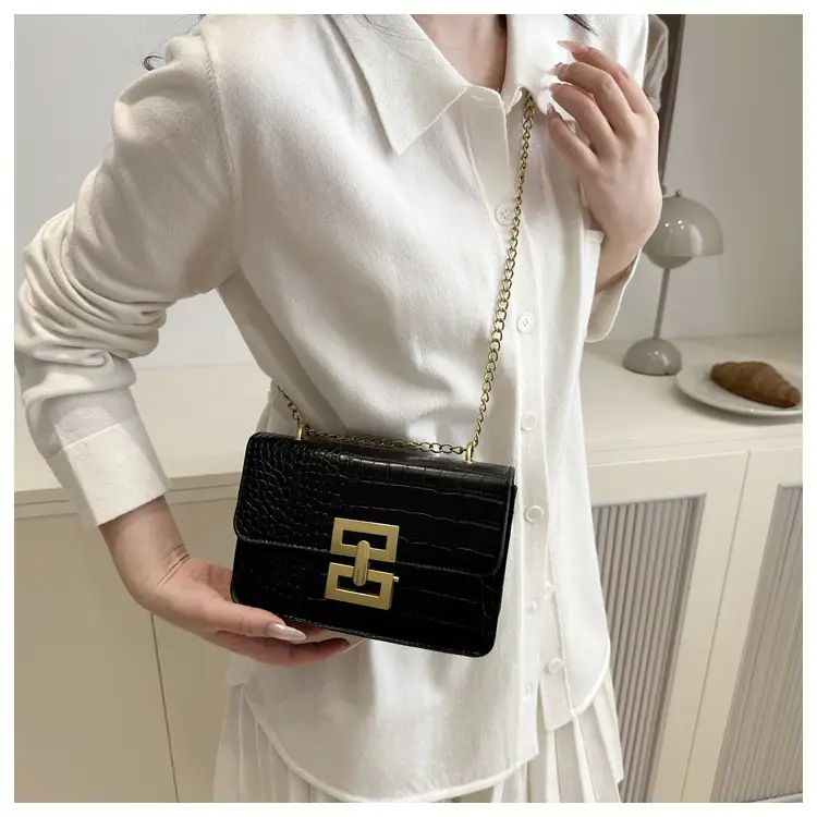 Green Croc Leather Chain Crossbody Bag for Women — feature 10