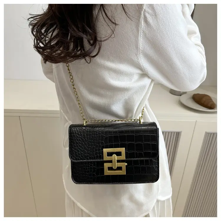 Green Croc Leather Chain Crossbody Bag for Women — feature 12