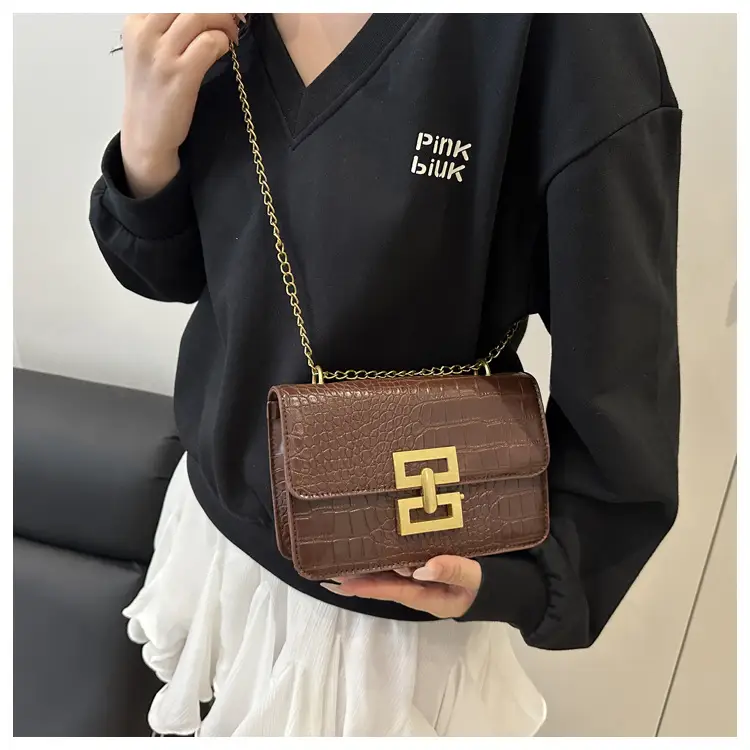 Green Croc Leather Chain Crossbody Bag for Women — feature 16