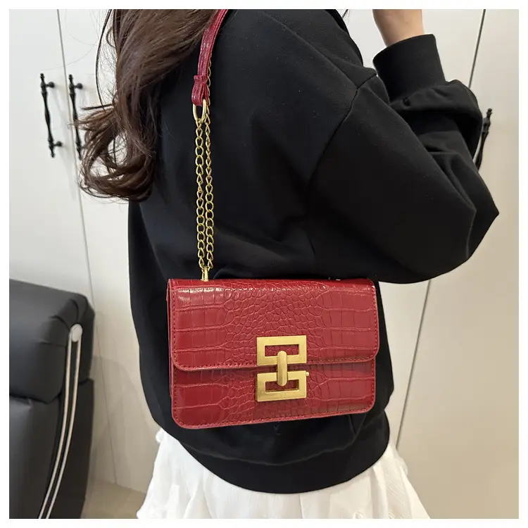 Green Croc Leather Chain Crossbody Bag for Women — feature 18