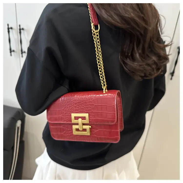 Green Croc Leather Chain Crossbody Bag for Women — feature 19
