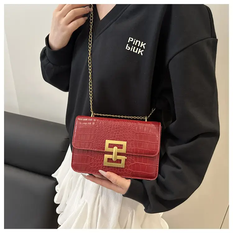 Green Croc Leather Chain Crossbody Bag for Women — feature 21