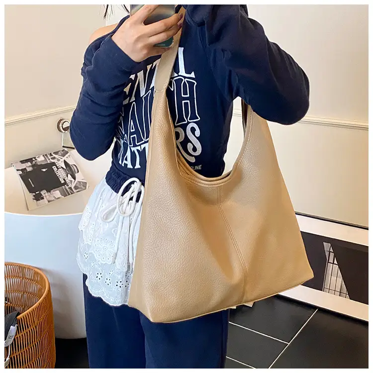 Women's Large Capacity Tan Shoulder Bag Summer 2025 — feature 24