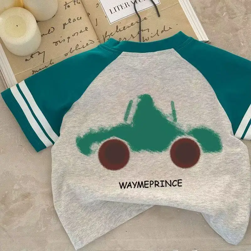 Wayme Prince Cotton Baby T-Shirt Green Train Design