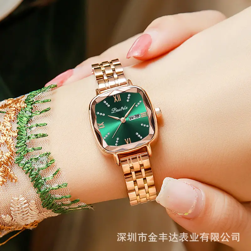 Baopele Women's Rose Gold Quartz Watch Green Dial - Image 5