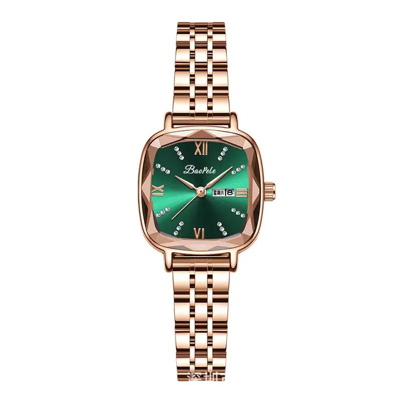 Baopele Women's Rose Gold Quartz Watch Green Dial - Image 2